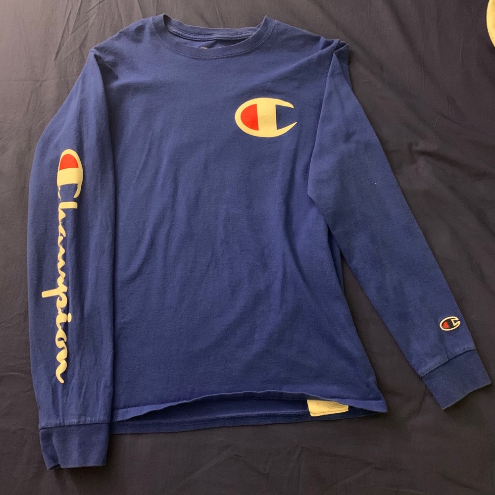 Champion long sleeve logo shirt - Blue - Men’s (S)